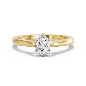 Image for Oval Six Prong Ring with Knife Edge Cathedral band