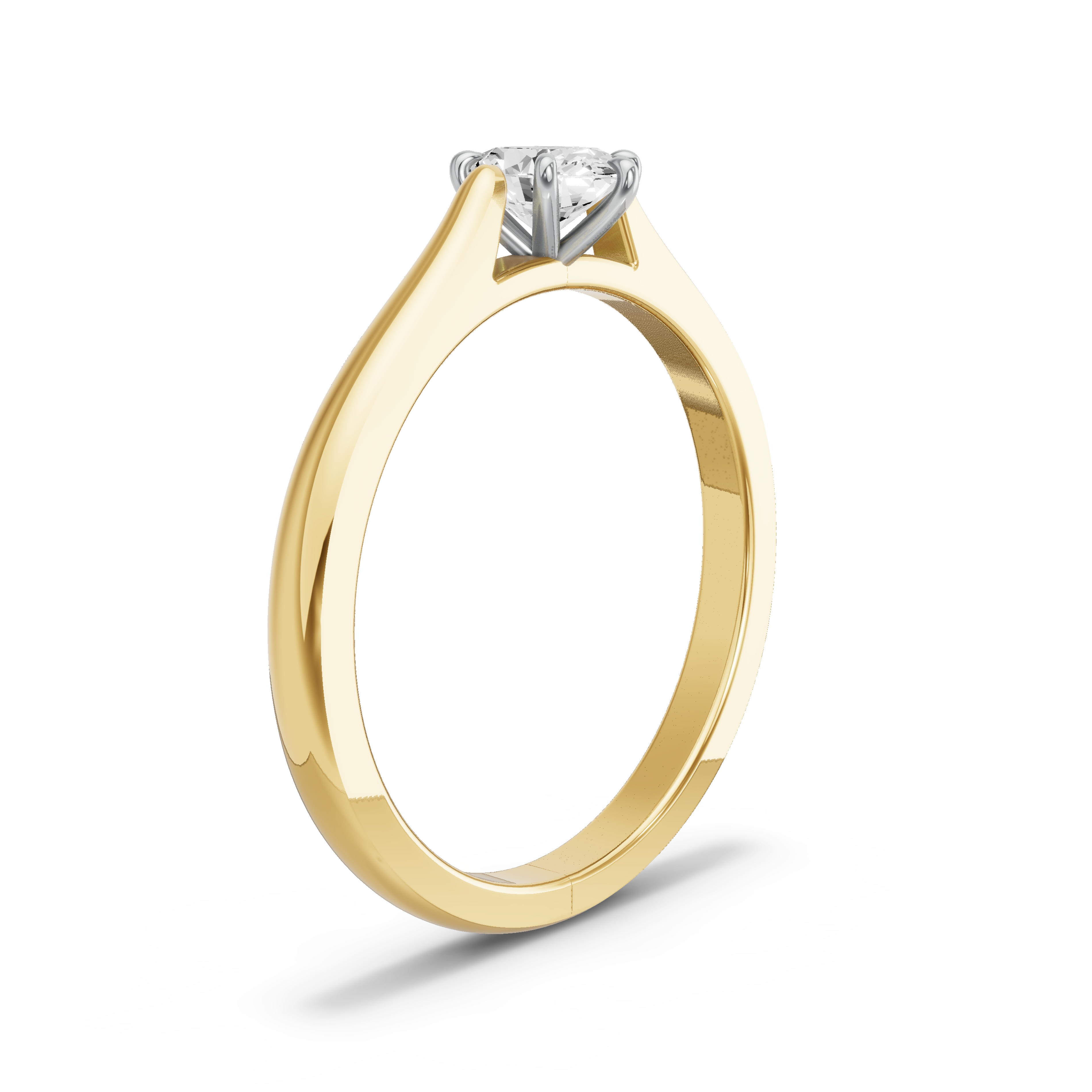 Image for Oval Six Prong Ring with Knife Edge Cathedral band in 10K Two Tone Yellow Gold
