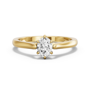 Image for Oval Six Prong Ring with Knife Edge Cathedral band