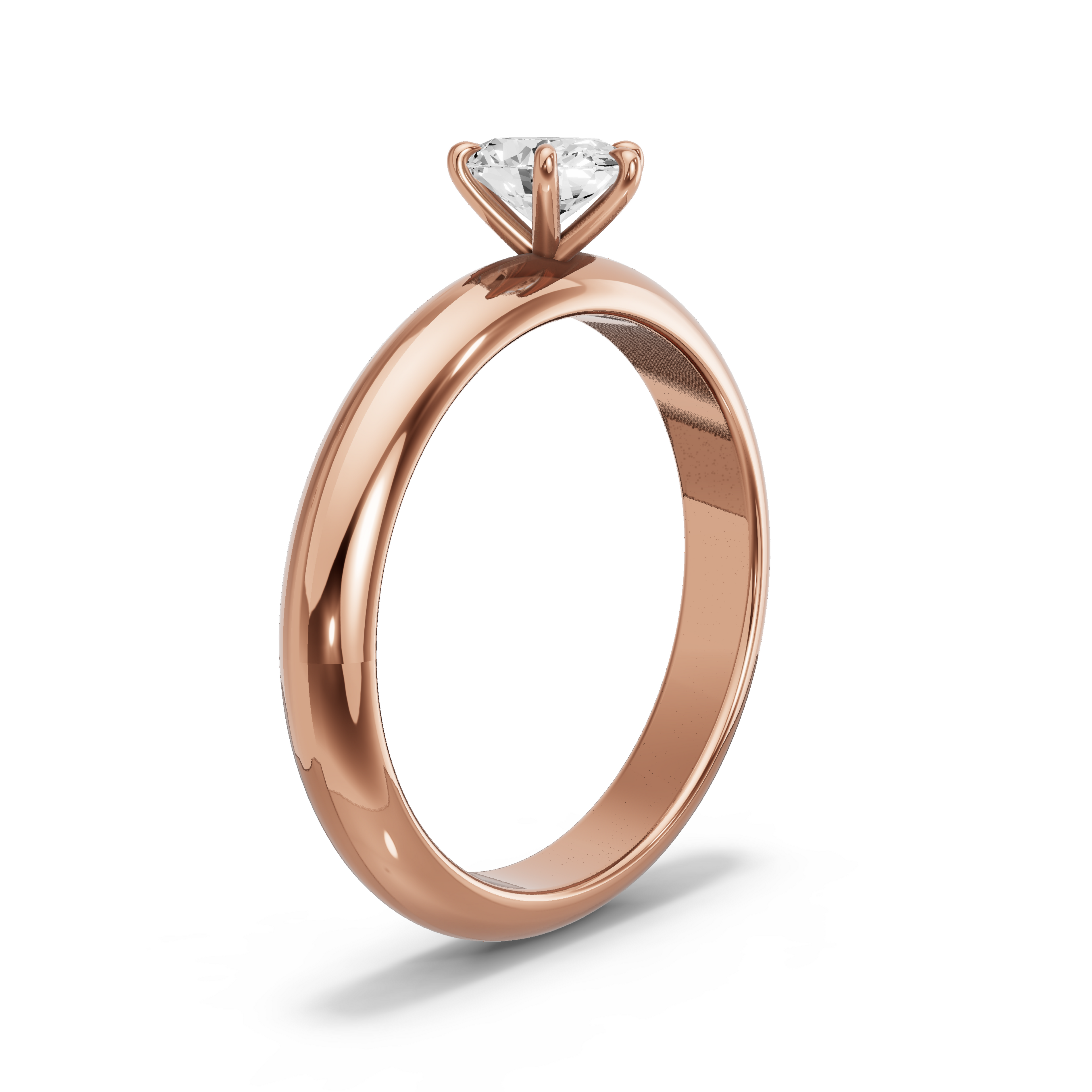 Image for Oval Six Prong Ring with Knife Edge Solitaire band in 18K Rose Gold