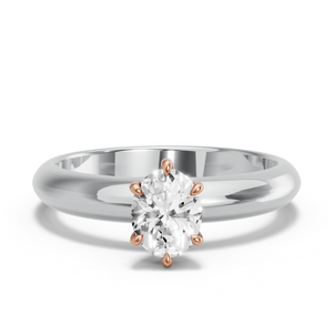 Image for Oval Six Prong Ring with Knife Edge Solitaire band