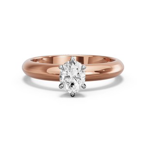 Image for Oval Six Prong Ring with Knife Edge Solitaire band