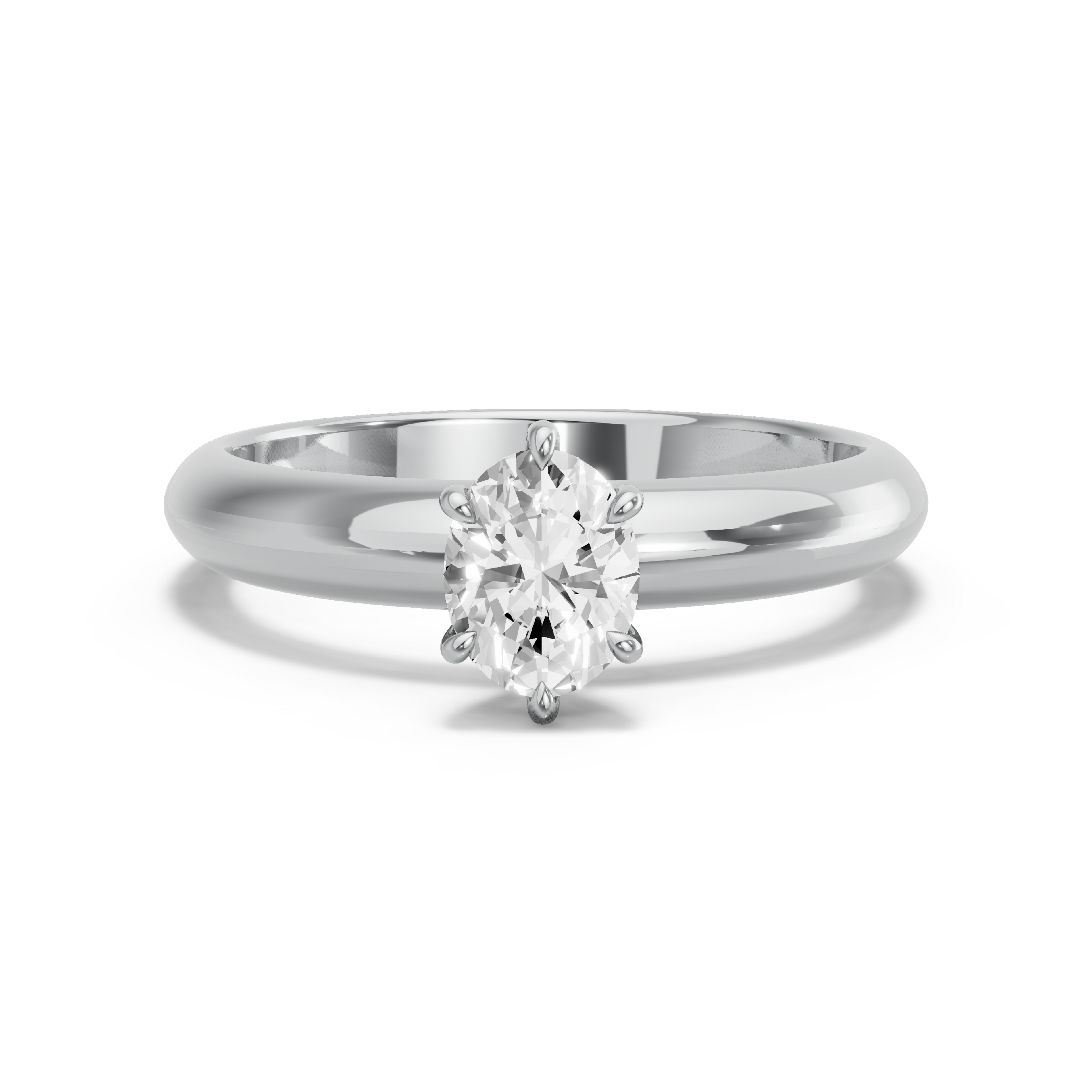 Image for Oval Six Prong Ring with Knife Edge Solitaire band in 950 Platinum