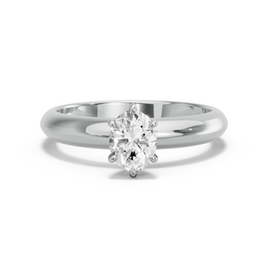 Image for Oval Six Prong Ring with Knife Edge Solitaire band