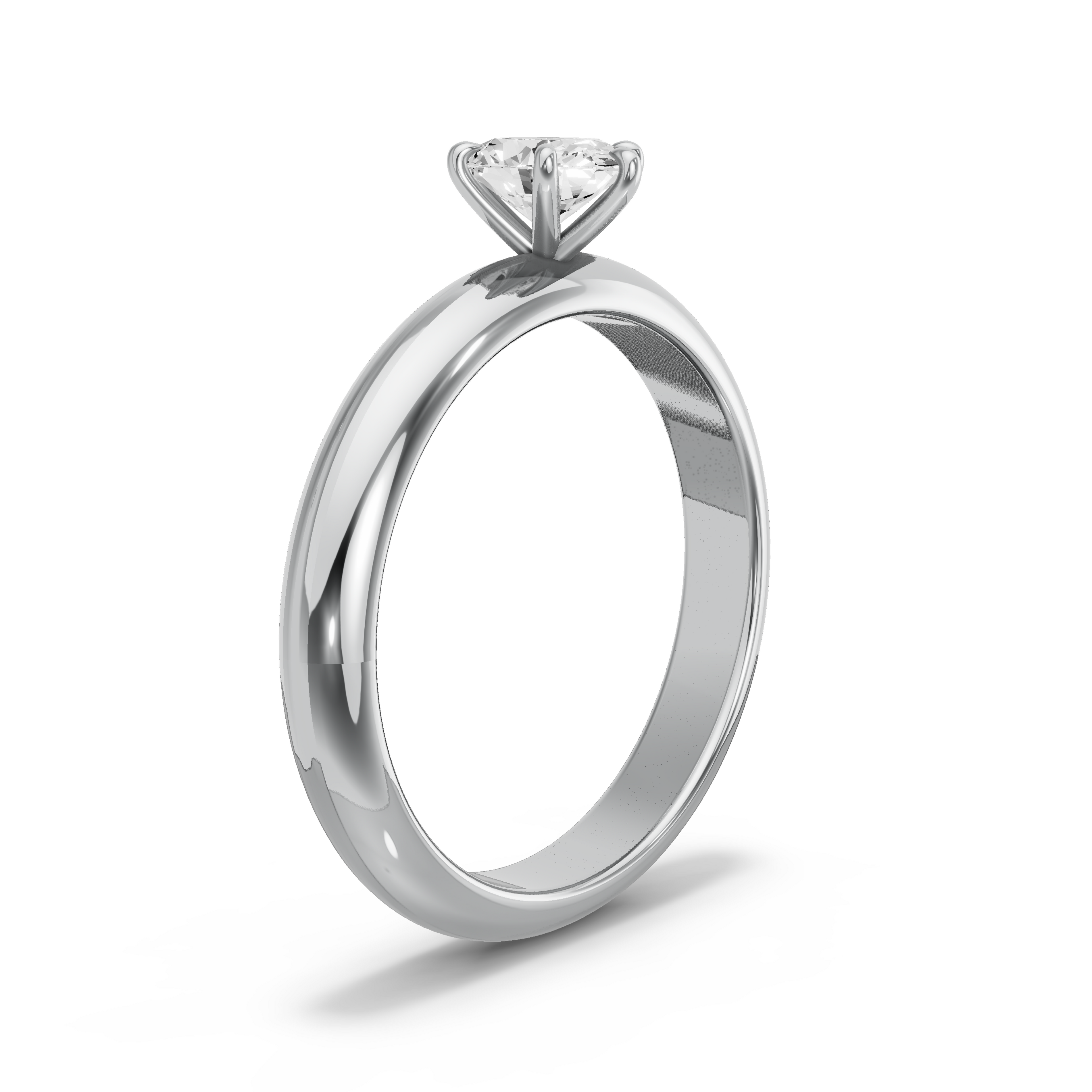 Image for Oval Six Prong Ring with Knife Edge Solitaire band in 18K White Gold