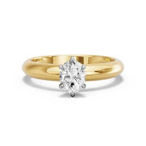 Image for Oval Six Prong Ring with Knife Edge Solitaire band