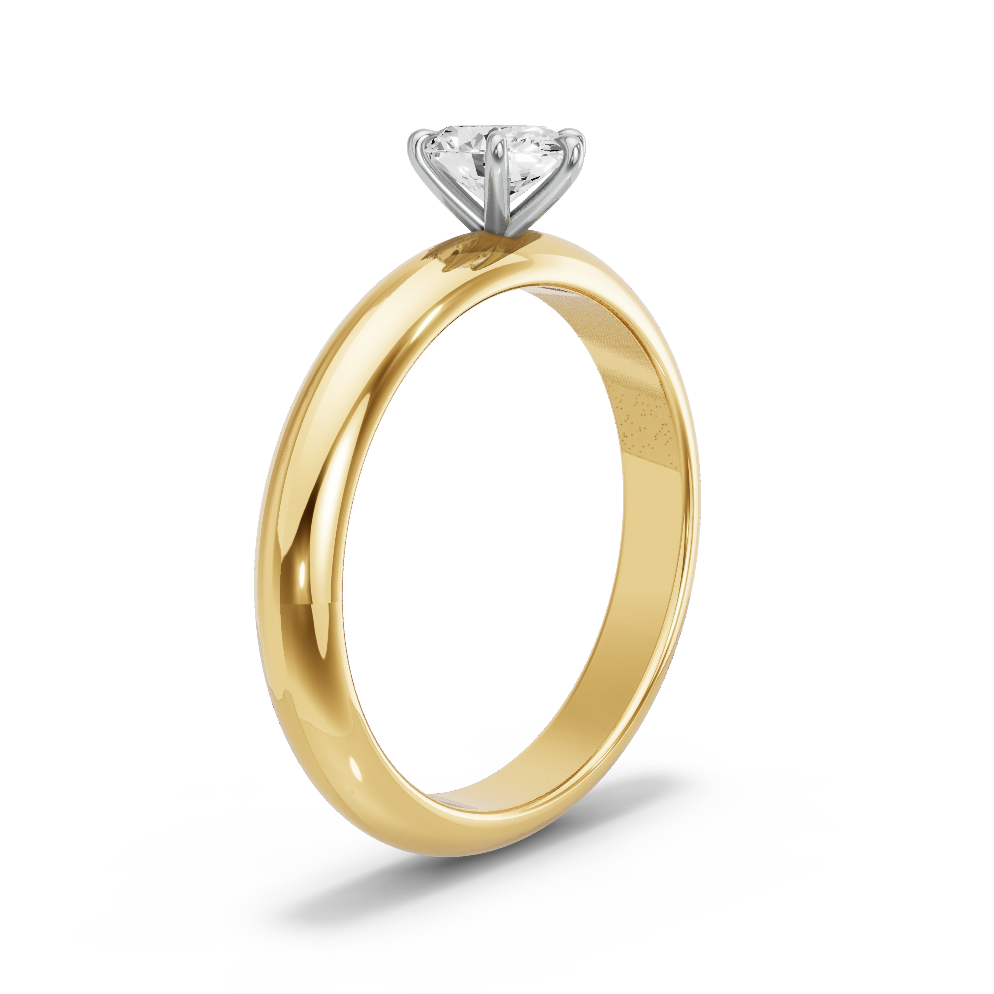 Image for Oval Six Prong Ring with Knife Edge Solitaire band in 14K Two Tone Yellow Gold