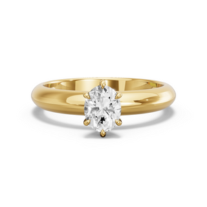 Image for Oval Six Prong Ring with Knife Edge Solitaire band