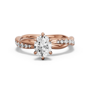 Image for Oval Six Prong Ring with Rope Pave band