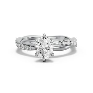 Image for Oval Six Prong Ring with Rope Pave band