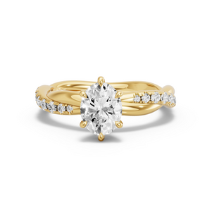 Image for Oval Six Prong Ring with Rope Pave band
