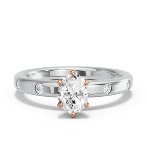 Image for Oval Six Prong Ring with Sleek Accent band