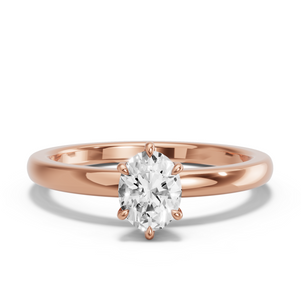 Image for Oval Six Prong Ring with Solitaire band