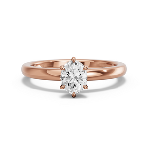 Image for Oval Six Prong Ring with Solitaire band