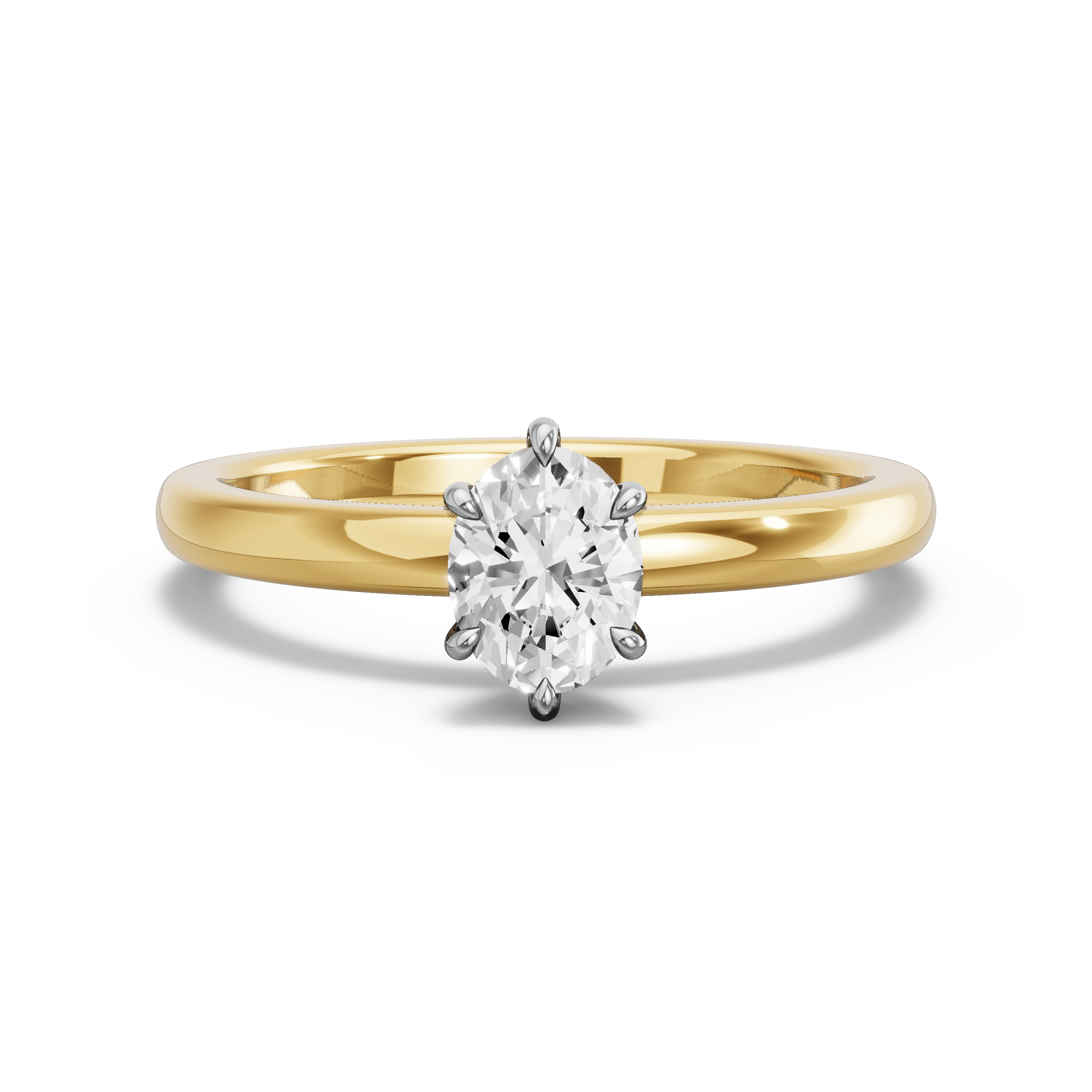 Image for Oval Six Prong Ring with Solitaire band in 18K Two Tone Yellow Gold