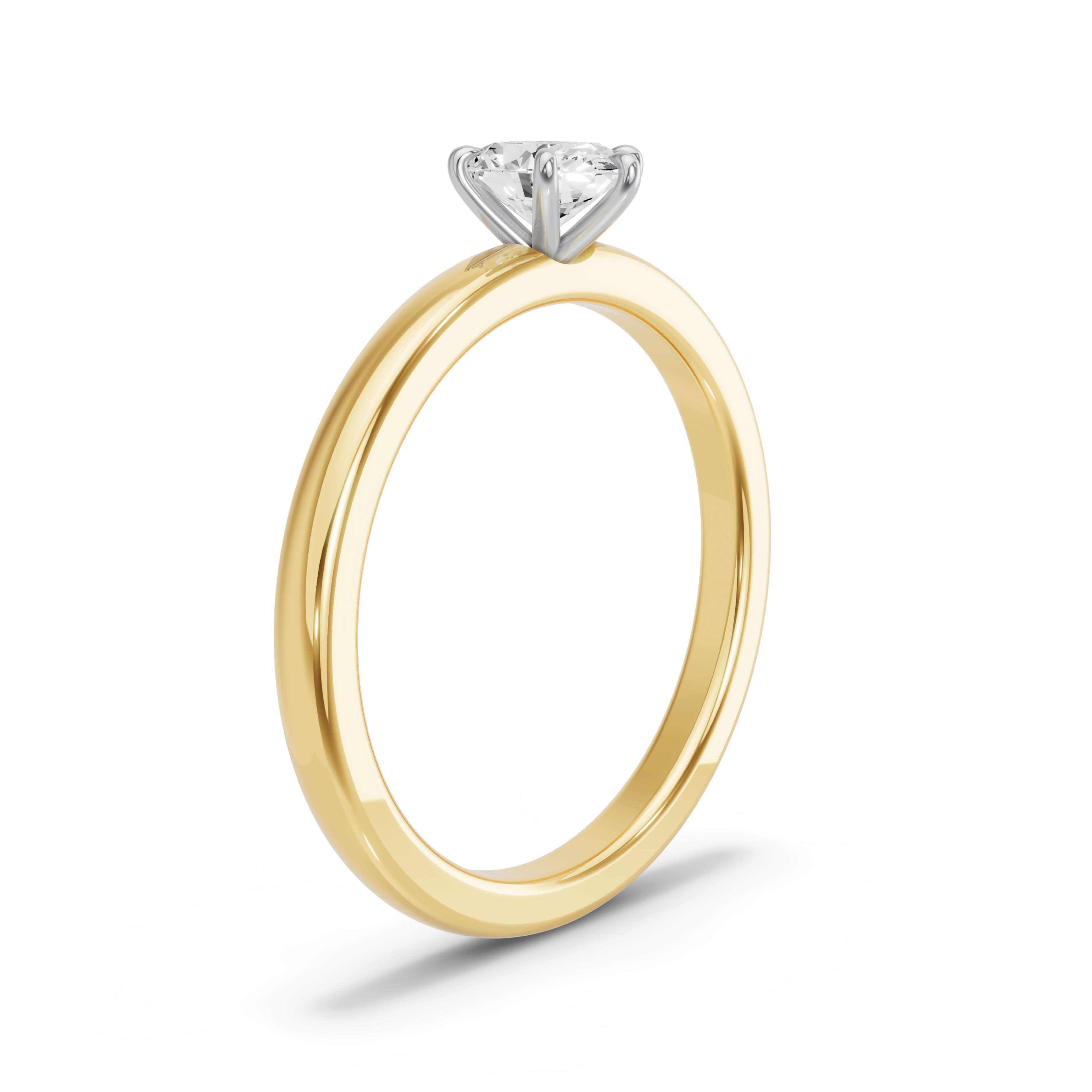 Image for Oval Six Prong Ring with Solitaire band in 18K Two Tone Yellow Gold