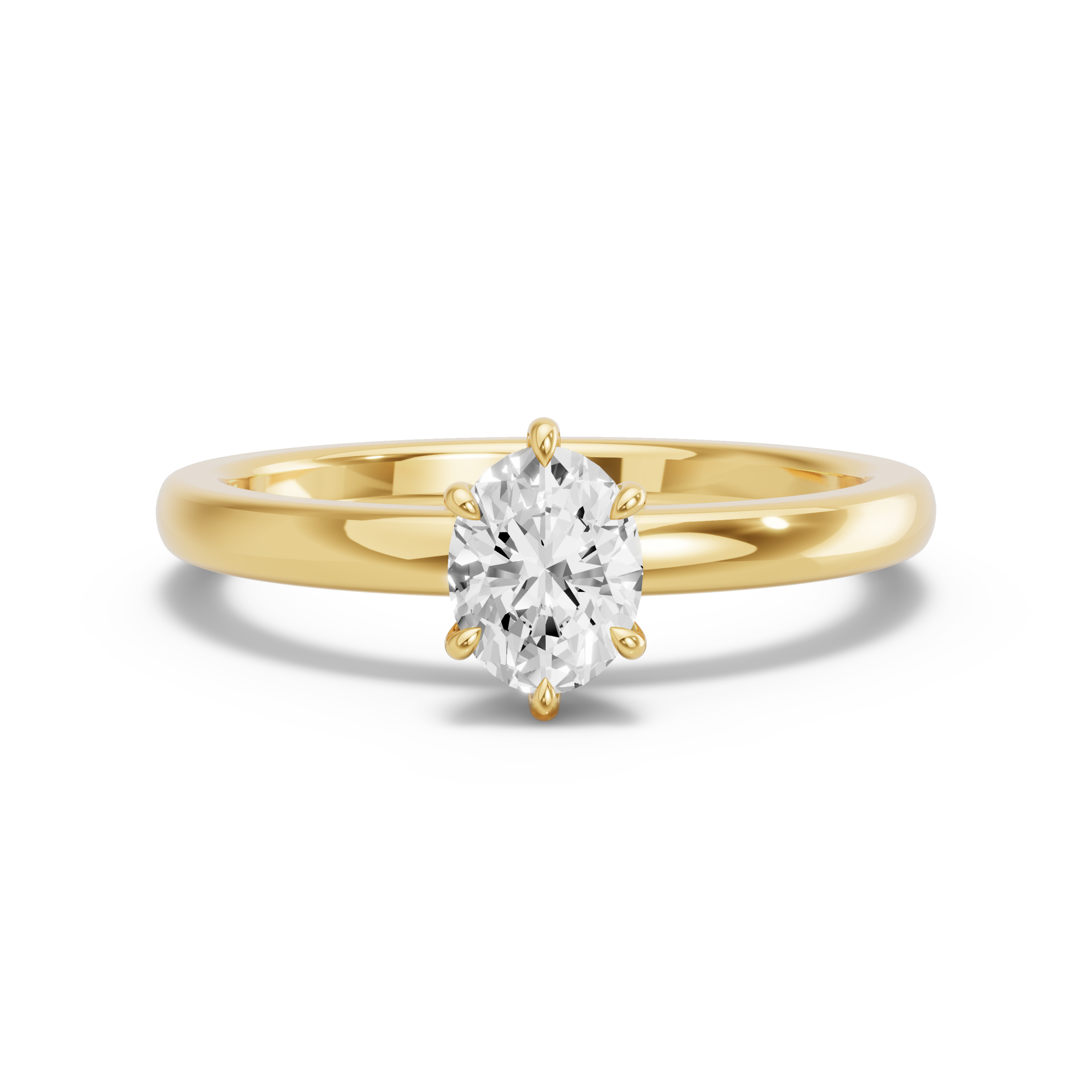 Image for Oval Six Prong Ring with Solitaire band in 10K Yellow Gold