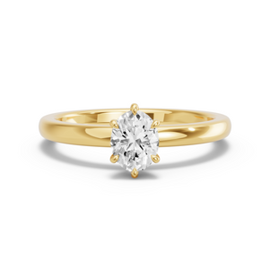 Image for Oval Six Prong Ring with Solitaire band