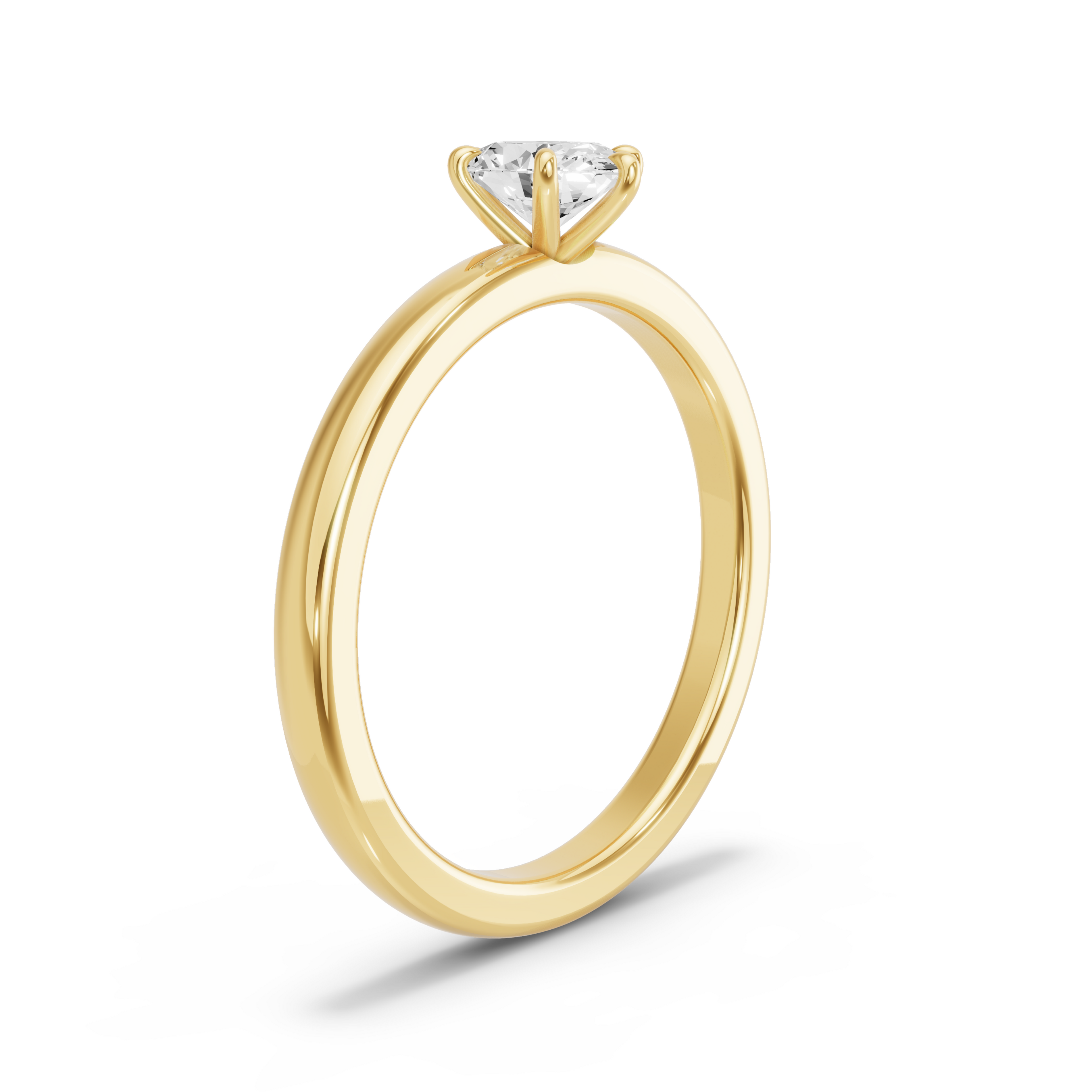 Image for Oval Six Prong Ring with Solitaire band in 10K Yellow Gold