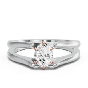 Image for Oval Six Prong Ring with Split Ring Solitaire band