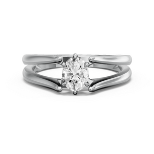 Image for Oval Six Prong Ring with Split Ring Solitaire band