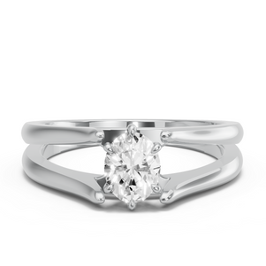 Image for Oval Six Prong Ring with Split Ring Solitaire band