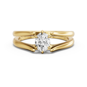 Image for Oval Six Prong Ring with Split Ring Solitaire band