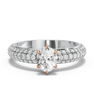 Image for Oval Six Prong Ring with Triple Row Pave band