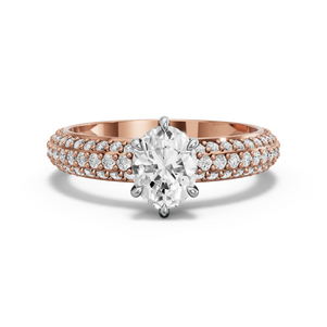 Image for Oval Six Prong Ring with Triple Row Pave band
