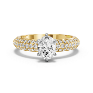 Image for Oval Six Prong Ring with Triple Row Pave band