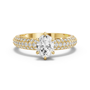 Image for Oval Six Prong Ring with Triple Row Pave band