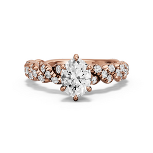 Image for Oval Six Prong Ring with Twist Pave band