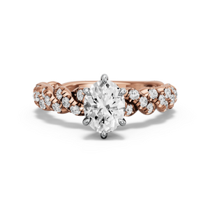 Image for Oval Six Prong Ring with Twist Pave band