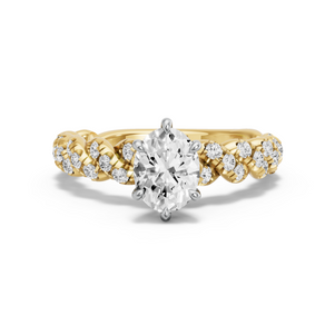 Image for Oval Six Prong Ring with Twist Pave band