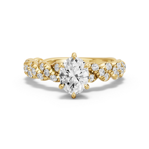 Image for Oval Six Prong Ring with Twist Pave band