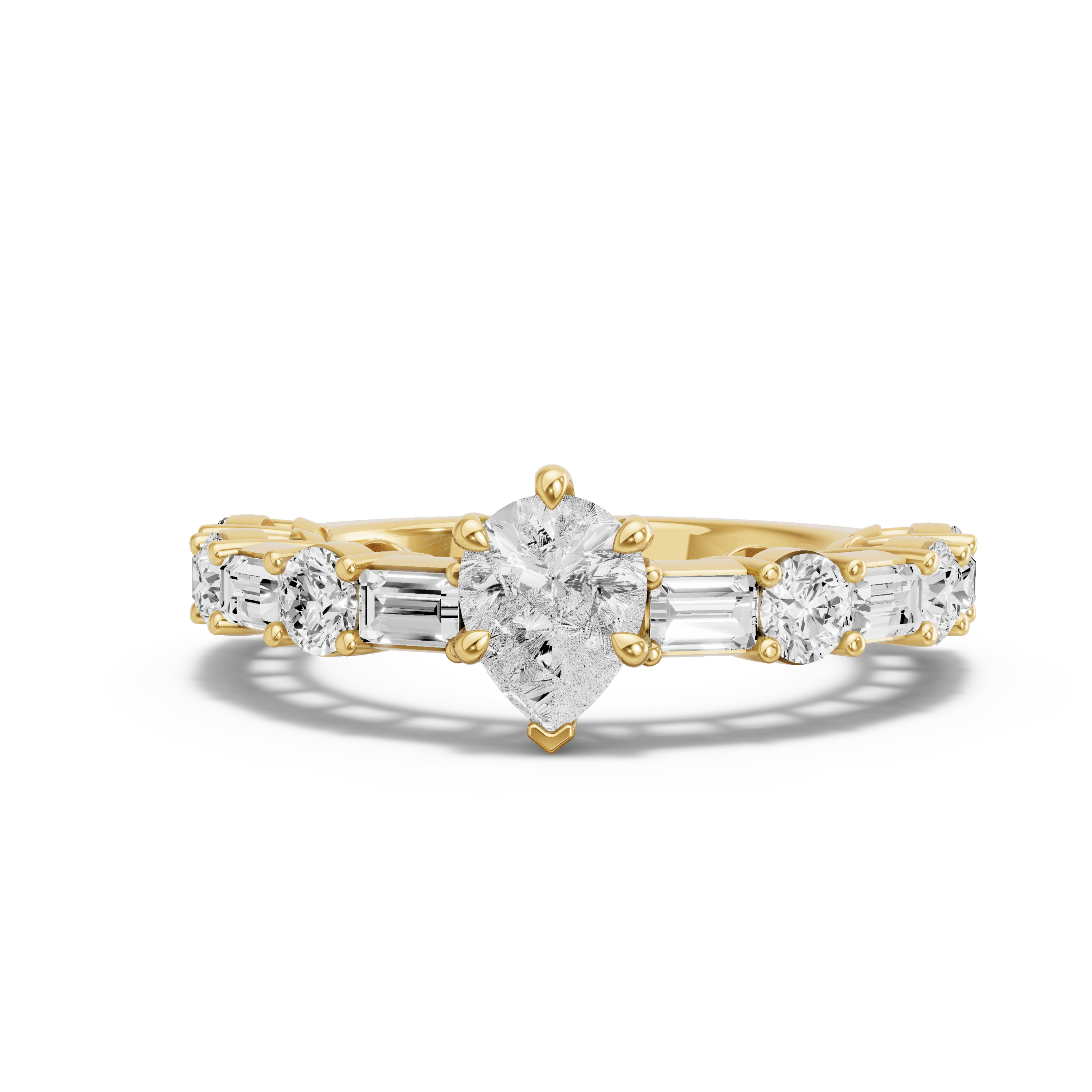 Image for pear-six-prong-ring-with-alternating-baguette-band-in-18k-yellow-gold