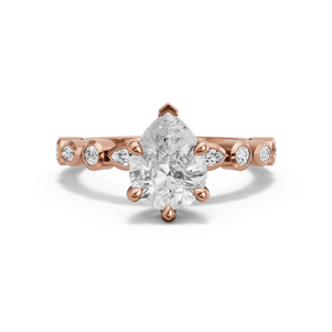 Image for Pear Six Prong Ring with Alternating Marquise band