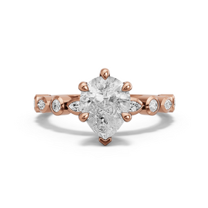 Image for Pear Six Prong Ring with Alternating Marquise band in 14K Rose Gold