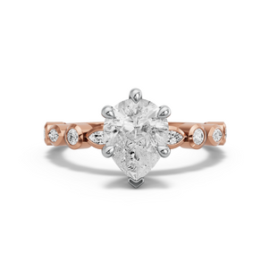 Image for Pear Six Prong Ring with Alternating Marquise band in 14K Two Tone Rose Gold