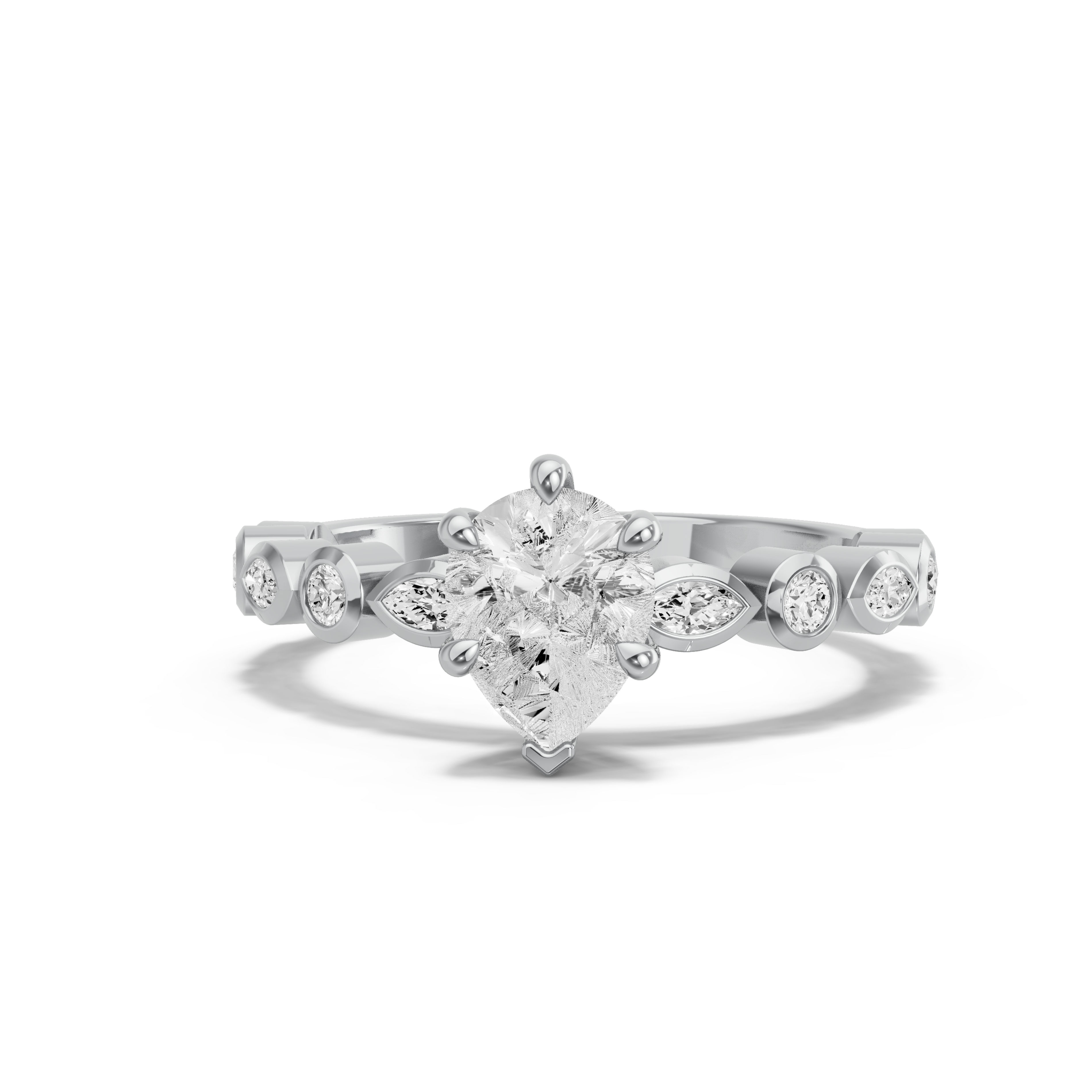 Image for pear-six-prong-ring-with-alternating-marquise-band-in-10k-white-gold