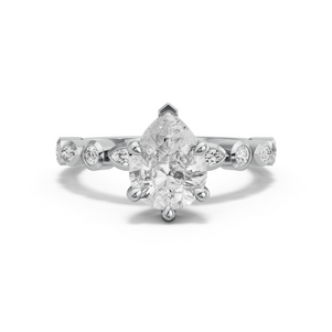 Image for Pear Six Prong Ring with Alternating Marquise band