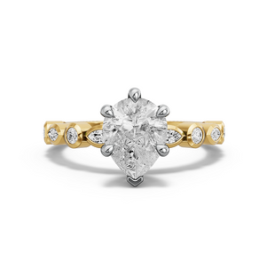 Image for Pear Six Prong Ring with Alternating Marquise band in 18K Two Tone Yellow Gold