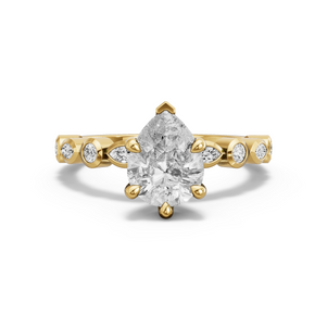 Image for Pear Six Prong Ring with Alternating Marquise band