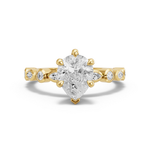 Image for Pear Six Prong Ring with Alternating Marquise band in 14K Yellow Gold