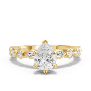 Image for Pear Six Prong Ring with Alternating Marquise band