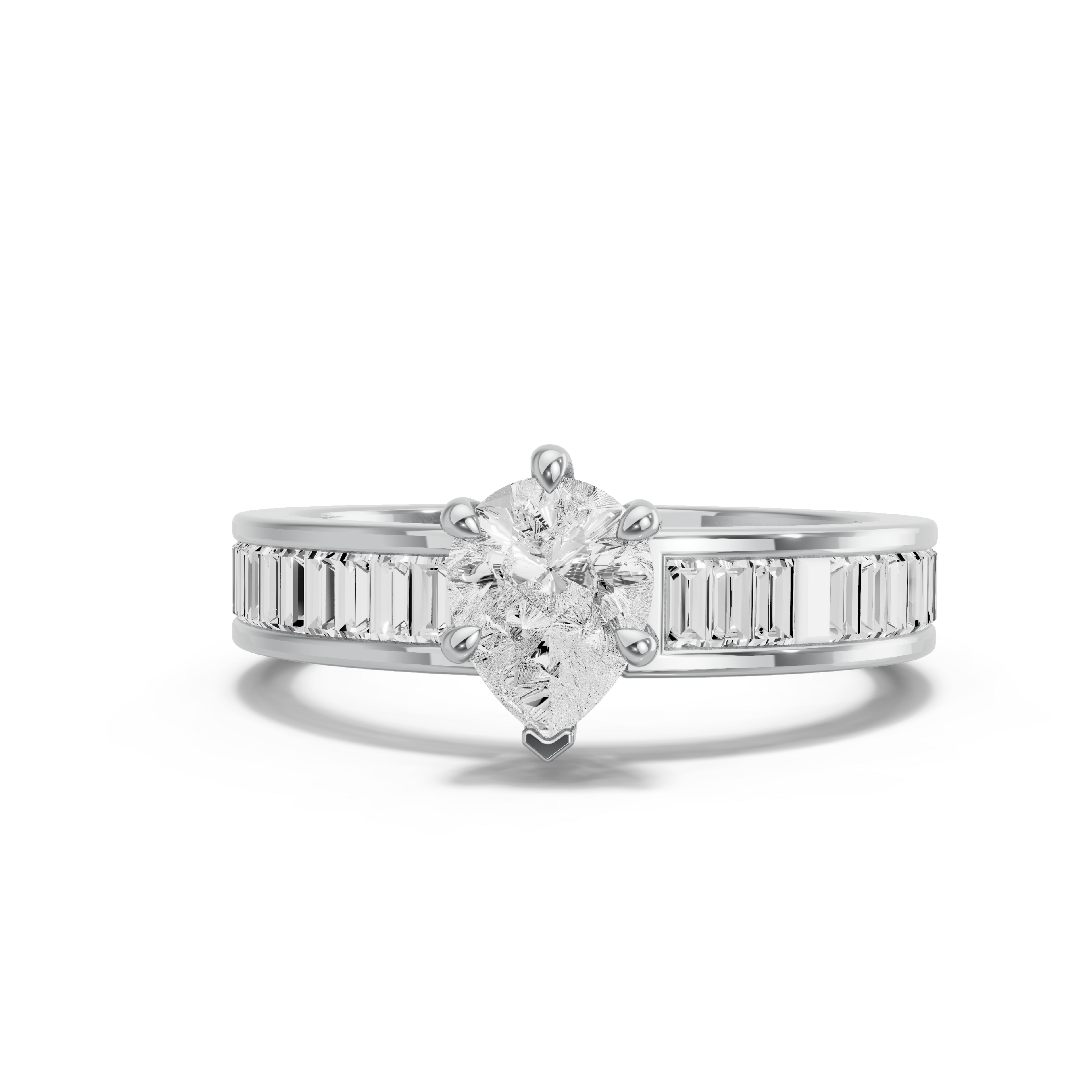 Image for pear-six-prong-ring-with-baguette-channel-band-in-950-platinum