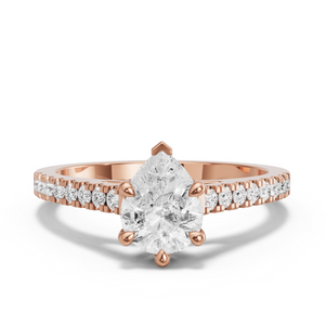Image for Pear Six Prong Ring with Cathedral Pave band