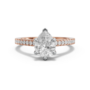 Image for Pear Six Prong Ring with Cathedral Pave band
