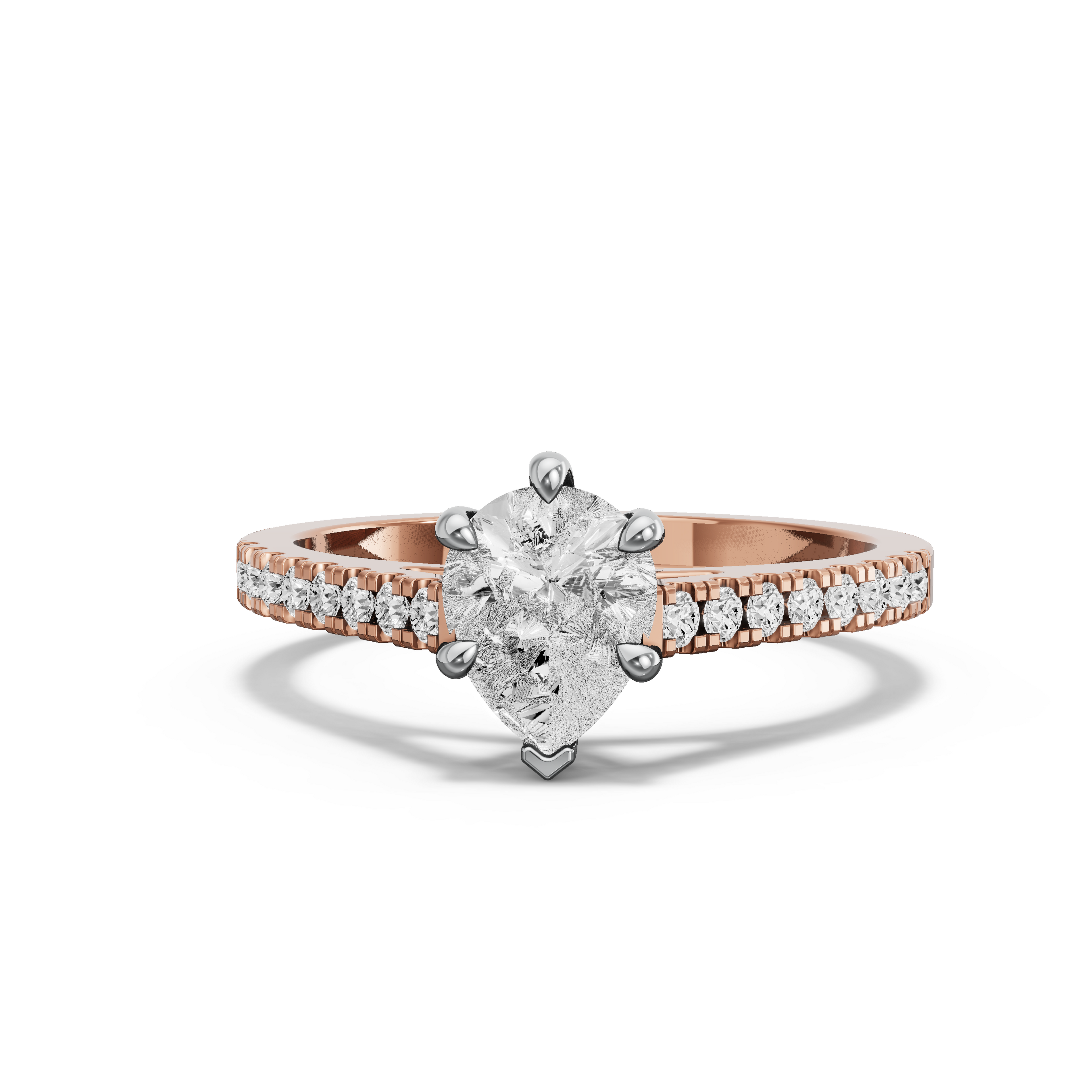 Image for pear-six-prong-ring-with-cathedral-pave-band-in-14k-two-tone-rose-gold