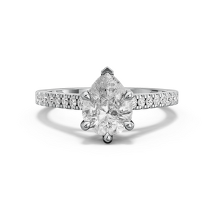 Image for Pear Six Prong Ring with Cathedral Pave band